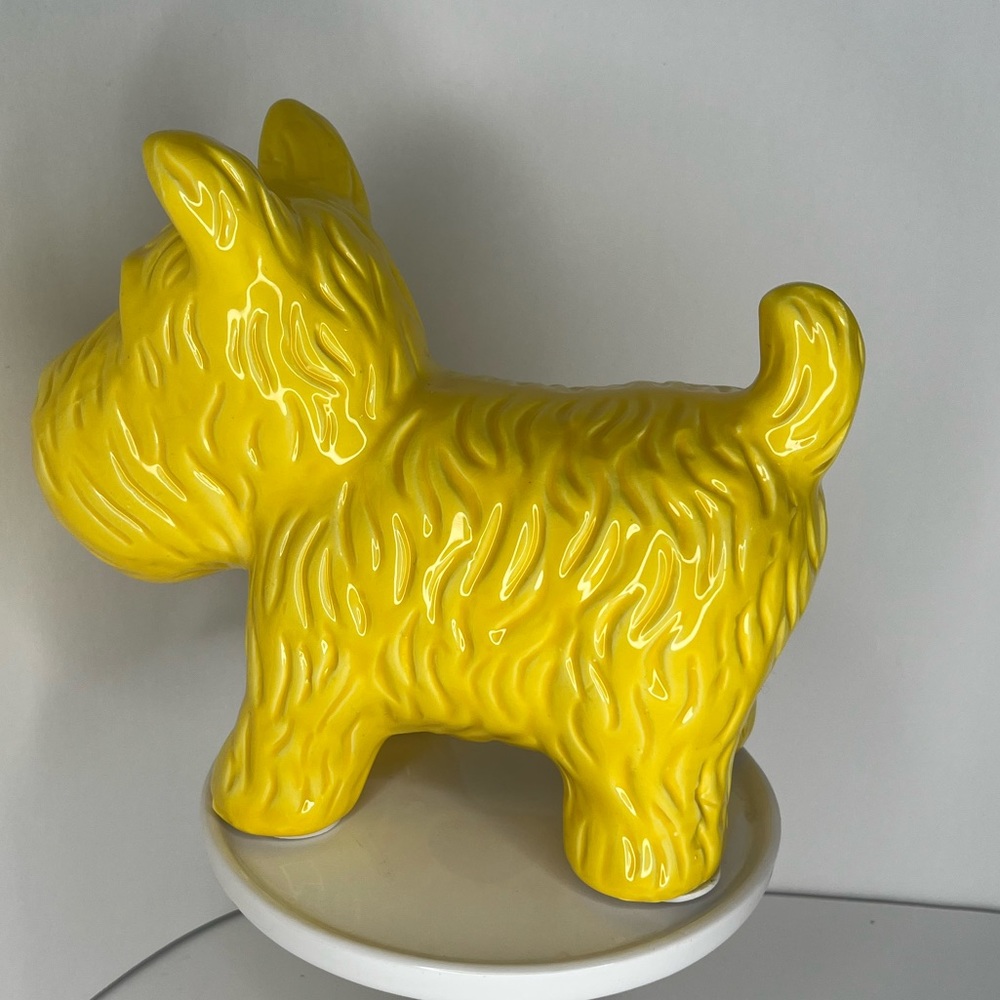 Ceramic Bright Yellow Terrier Dog Statue Home Decor - Picture 6 of 6